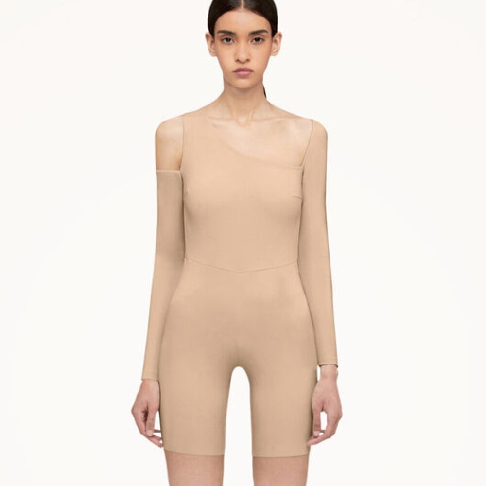 NWT Wolford Almond Warm Up Cutout Fitted‎ Jumpsuit Playsuit 34 US 4